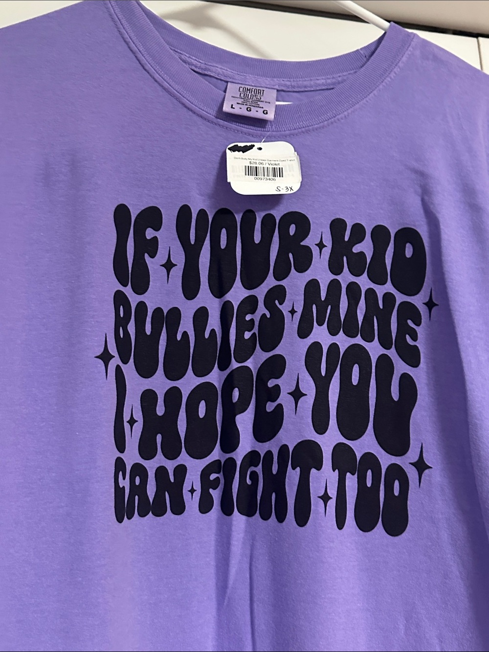 Comfort Colors Purple ladies Graphic Tee - 'If Your Kid Bullies Mine'
